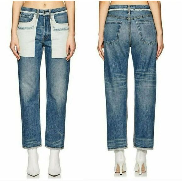 Helmut Lang‎ Inside Out Oversized Boyfriend Jeans Blue Denim White Pockets 31 - Picture 1 of 12